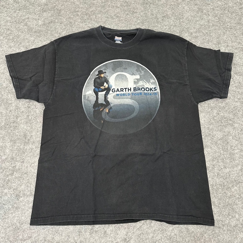 Hanes T-Shirt Mens XL Black Garth Brooks World Tour 2014-15 Concert Short Sleeve